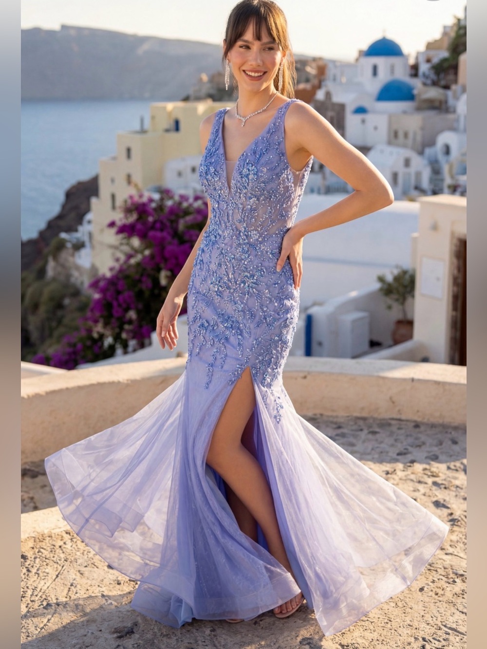 Elegant Dusty Lavender Evening Gown